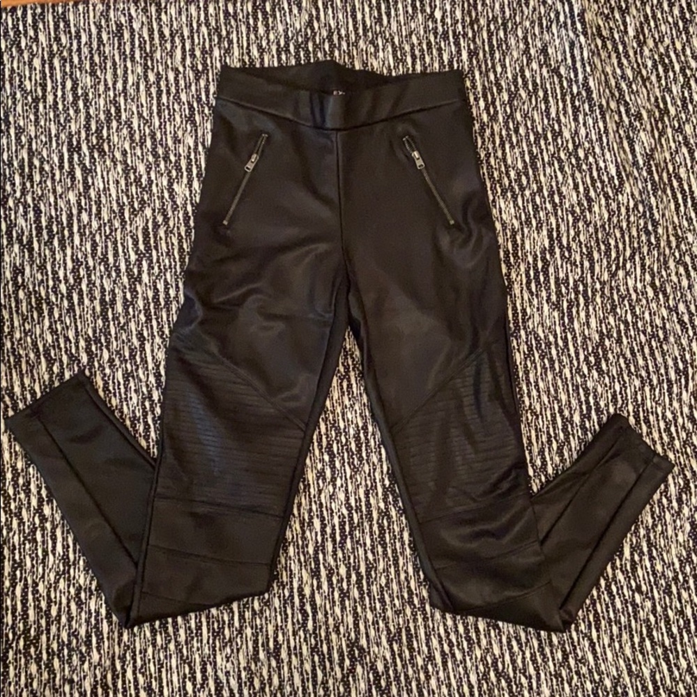 Express black faux leather leggings